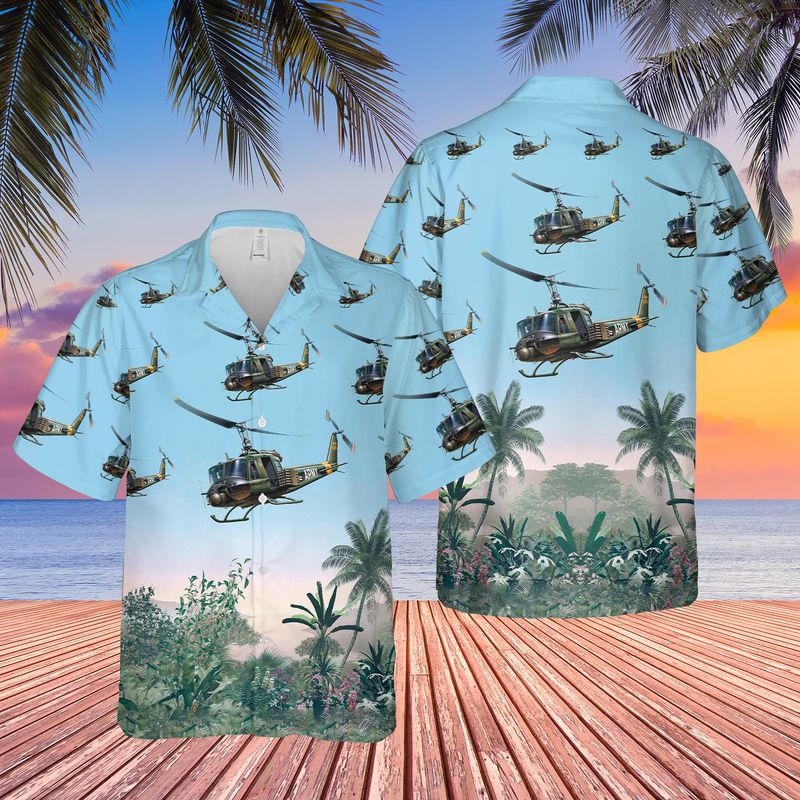 US Army Bell UH-1B Helicopter Hawaiian Shirt