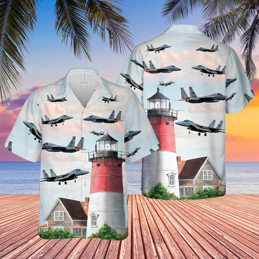 US Air Force Massachusetts Air National Guard F-15 Eagle Hawaiian Shirt