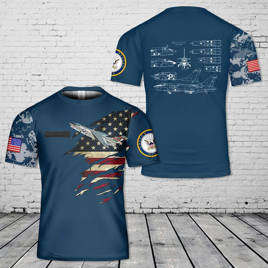Custom Name US Navy RF-8 Crusader T-Shirt 3D