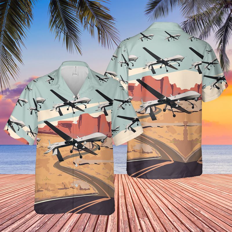 US Air Force 11th Attack Squadron MQ-1 Predator Armenia With AGM-114 Hellfire Hawaiian Shirt