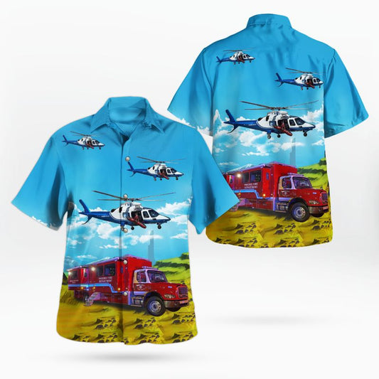 Phoenix Fire Department, Firetruck and Helicopter, Phoenix, Arizona Hawaiian Shirt