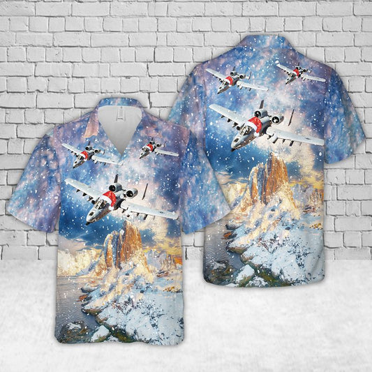 US Air Force Fairchild Republic A-10 Thunderbolt II Christmas Hawaiian Shirt