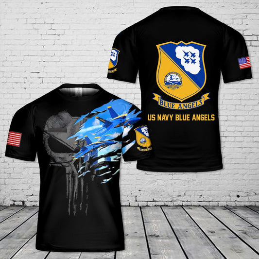 Custom Name US Navy Blue Angels T-Shirt 3D