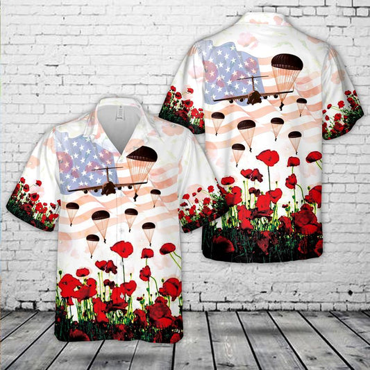 Memorial Day, US Army Paratroopers and poppies Hawaiian Shirt