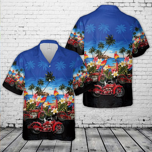 1928 Red Indian Scout Motorcycle Hawaiian Shirt