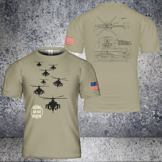 US Army Boeing AH-64 Apache T-Shirt 3D