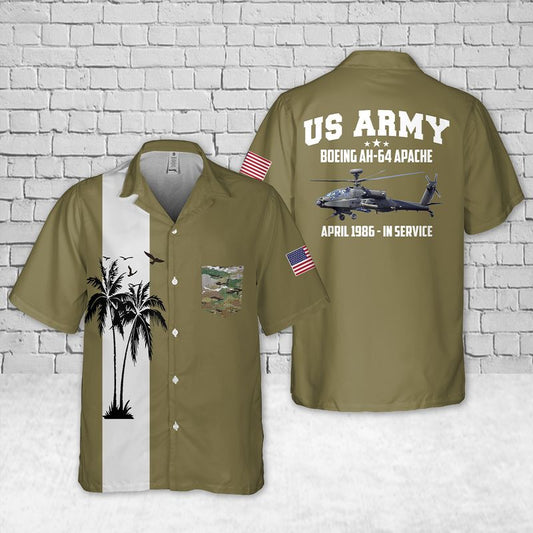 US Army Boeing AH-64 Apache Pocket Hawaiian Shirt