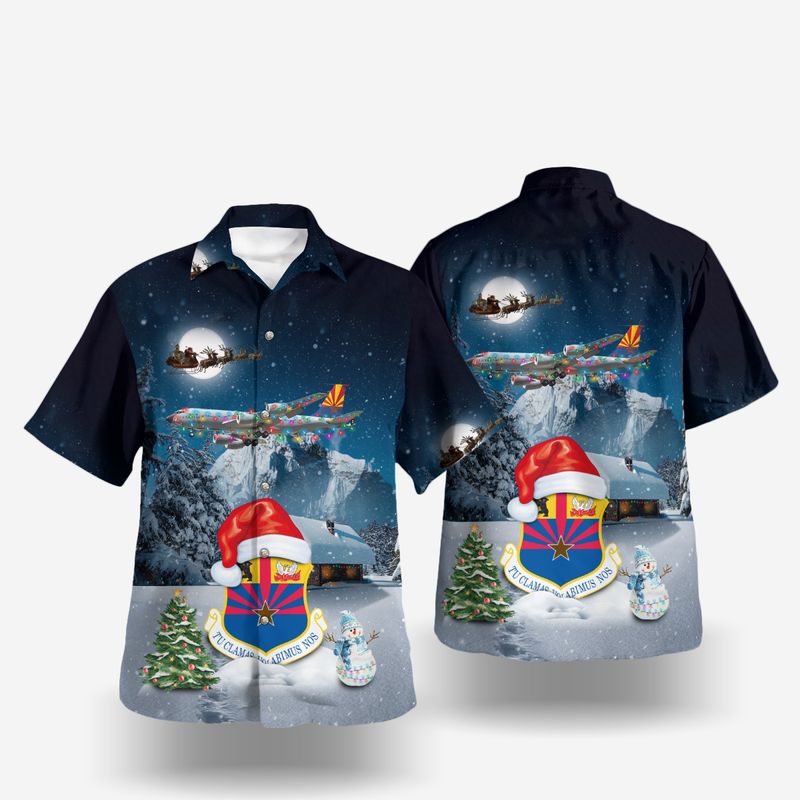 Christmas Arizona Air National Guard 161st Air Refueling Wing Boeing KC-135R Stratotanker (717-148) Hawaiian Shirt