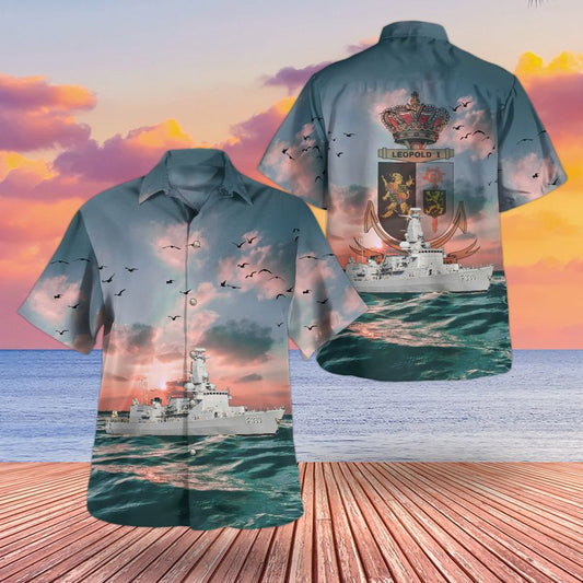 Belgian Navy Leopold I (F930) Karel Doorman-class frigate Hawaiian Shirt