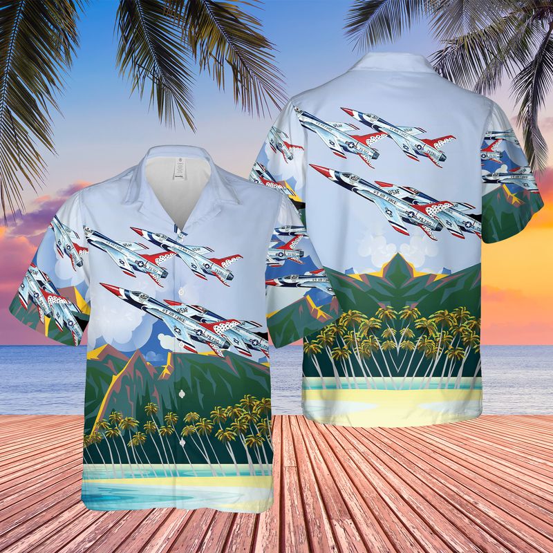 US Air Force Thunderbirds Republic F-105 Thunderchief Hawaiian Shirt