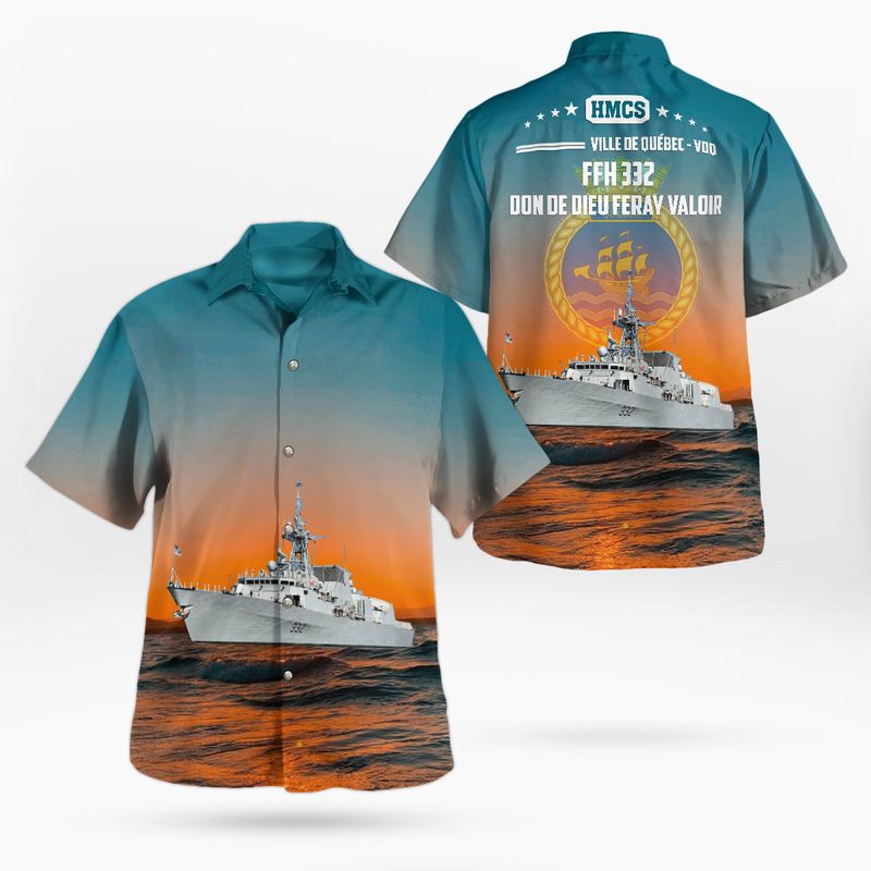 Royal Canadian Navy HMCS Ville de Quebec (FFH 332) Halifax-class frigate Hawaiian Shirt
