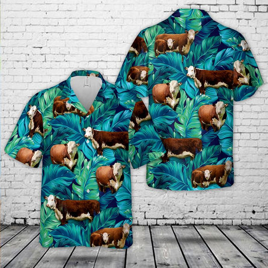 Hereford Cattle Cow Hawaiian Shirt