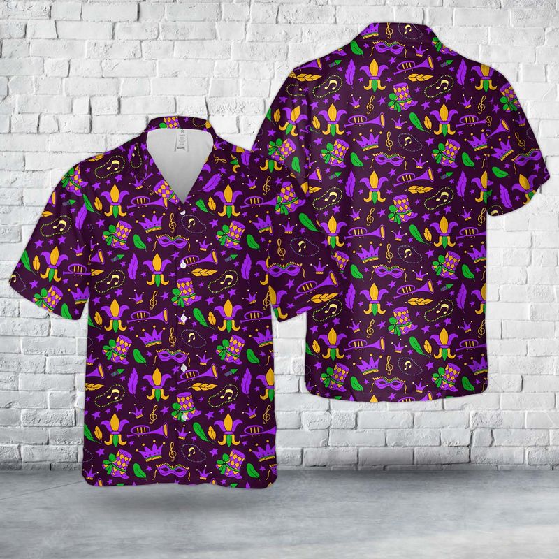 Mardi Gras Pattern Hawaiian Shirt