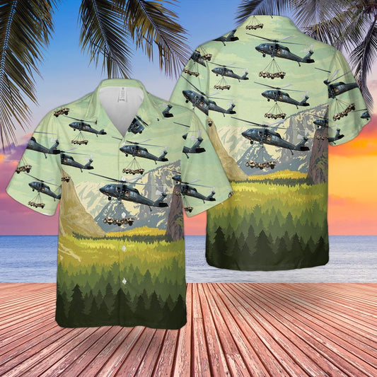 US Army 101st Airborne Division Sikorsky UH-60 Black Hawk Hawaiian Shirt