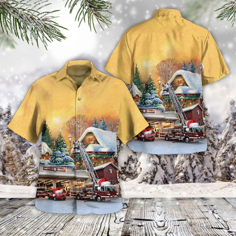 Lake George, New York, Lake George Volunteer Fire Department Christmas Hawaiian Shirt