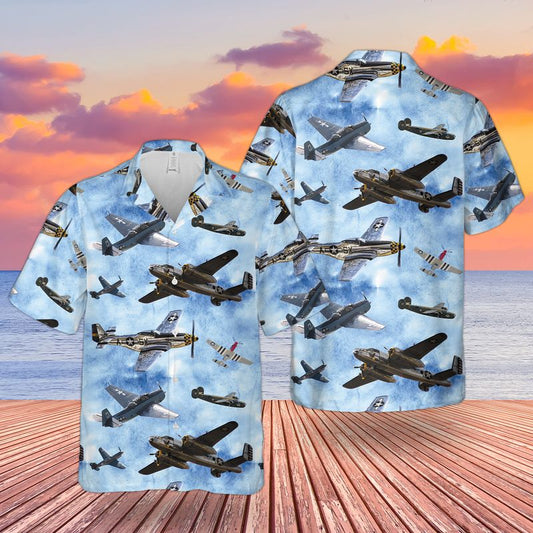 Us Airforce WW II Airplanes Hawaiian Shirt