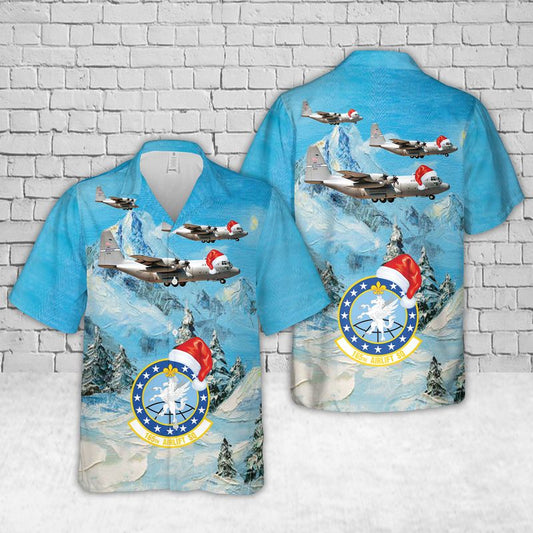 US Air Force Kentucky Air National Guard 165th Airlift Squadron Lockheed C-130H Hercules Christmas Hawaiian Shirt