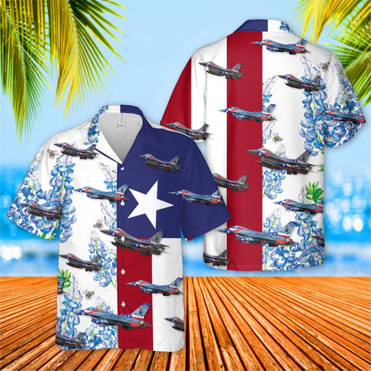 Texas Air National Guard 182d Fighter Squadron F-16 Fighting Falcon Hawaiian Shirt