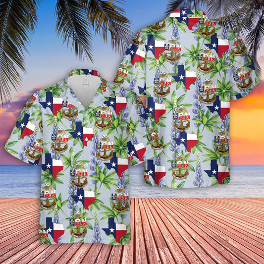 US NAVY Senior Chief Texas style anchor Hawaiian Shirt