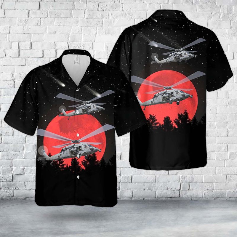U.S. Navy MH-60S Seahawk Of Helicopter Sea Combat Squadron SIX (HSC-6) Indians Hawaiian Shirt