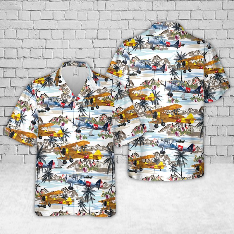 US Navy Boeing E75 Stearman Hawaiian Shirt