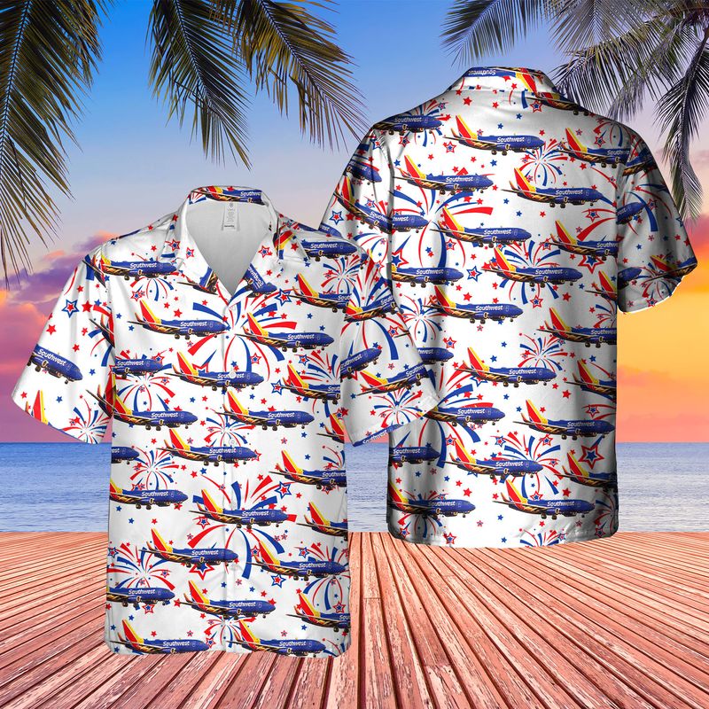 US Airlines 3 Boeing 737-7H4 4th of July Hawaiian Shirt
