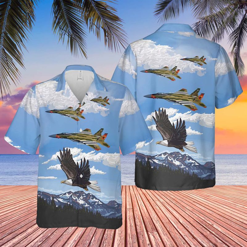 US Air Force Oregon Air National Guard, 114th Fighter Squadron, F-15C Eagle "Kingsley" Hawaiian Shirt