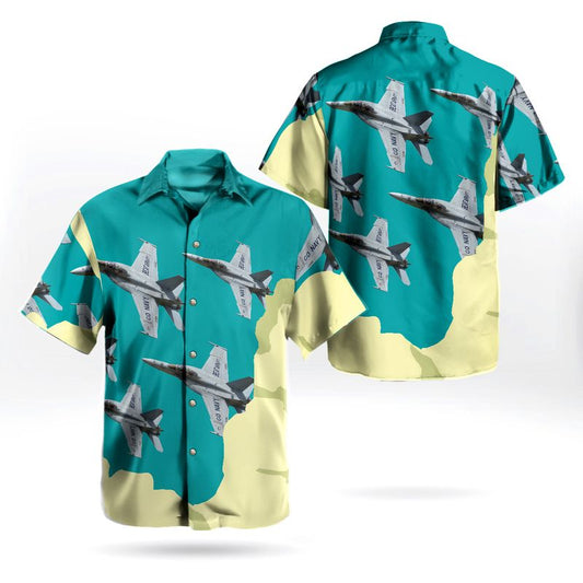 US Navy Sun 'n Fun Boeing F/A-18F Super Hornet Hawaiian Shirt