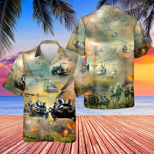 United States Army Huey Helicopter Hawaiian Shirt