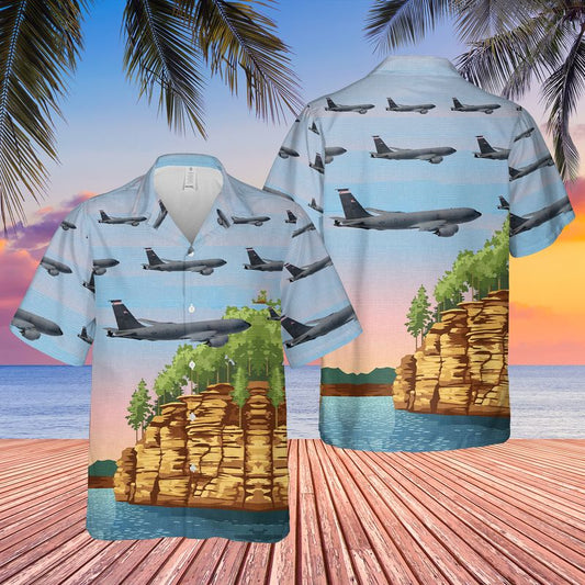 US Air Force Wisconsin Air National Guard 128th Air Refueling Wing KC-135R Stratotanker Hawaiian Shirt