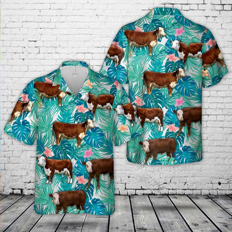 Hereford Calf Tropical Hawaiian Shirt