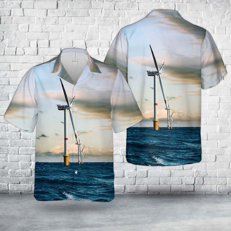 Belgium, Thorntonbank Wind Farm Windmills D1-D4 Wind turbines Hawaiian Shirt