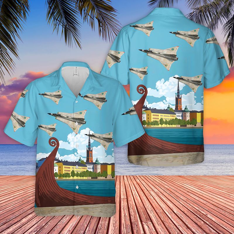 Swedish Air Force Saab 35 Draken Hawaiian Shirt