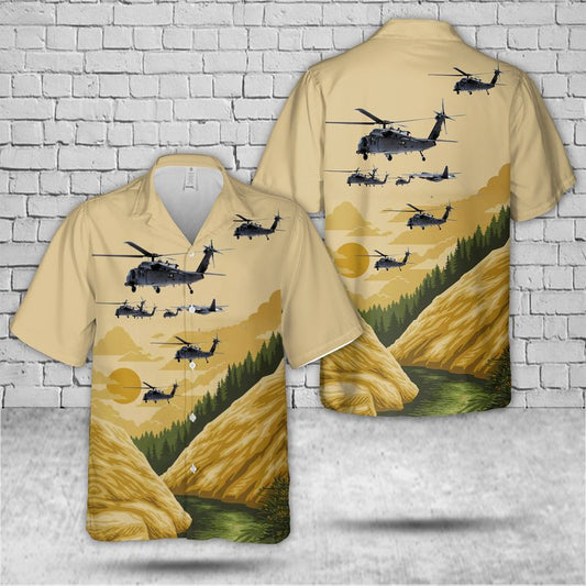 US Air Force California Air National Guard 129th Rescue Wing HH-60G Pave Hawks And HC-130J Combat King II's Hawaiian Shirt