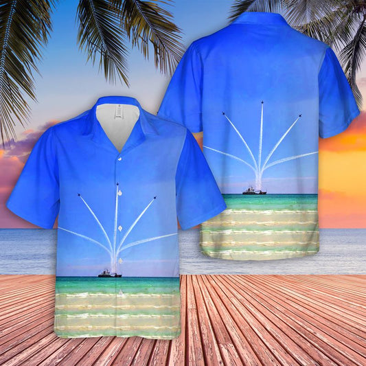 US Navy Blue Angels Show over Pensacola Beach Pier Hawaiian Shirt
