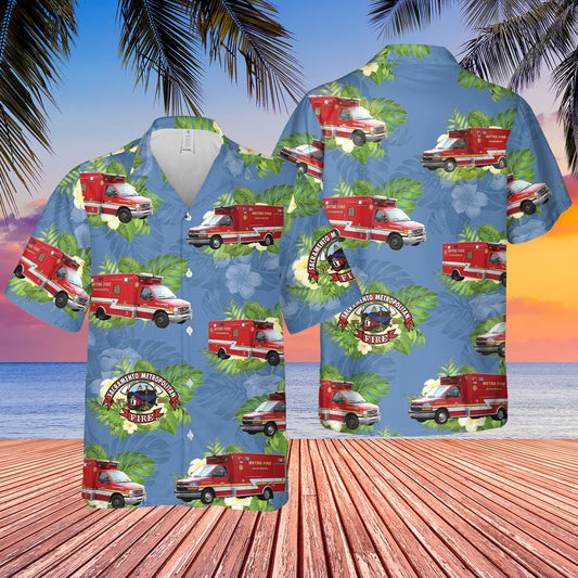 California Sacramento County Fire Department (Sacramento Metropolitan Fire District) Paramedic Hawaiian Shirt