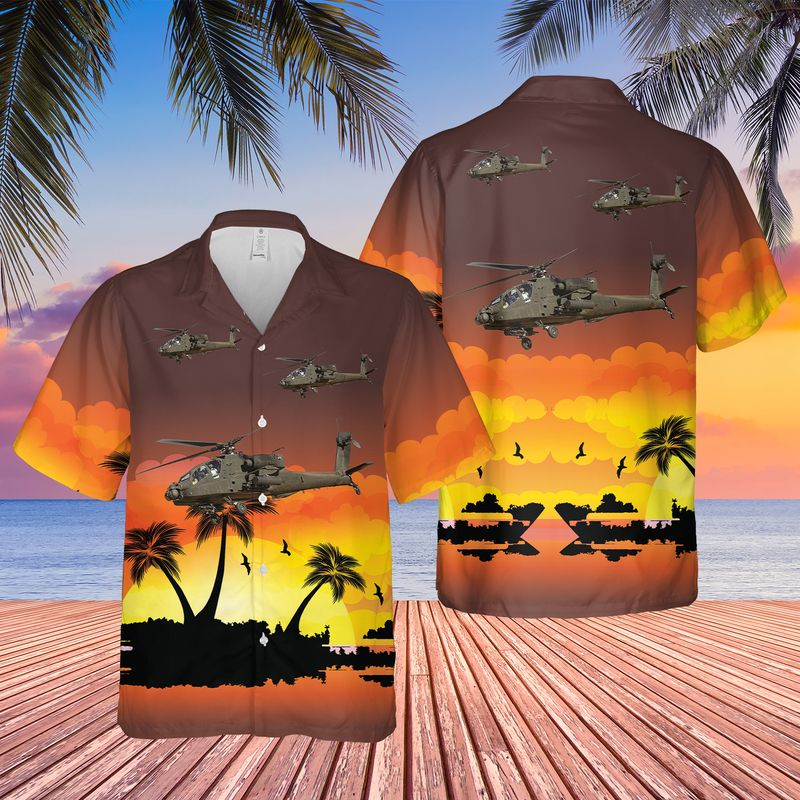 US Army AH-64D Apache Longbow Helicopter From 1st Battalion, 101st Aviation Regiment Hawaiian Shirt