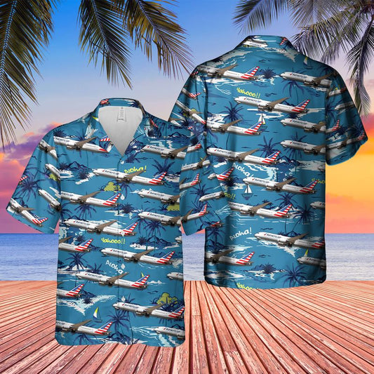 US Airlines Boeing 787-9 Dreamliner Hawaiian Shirt