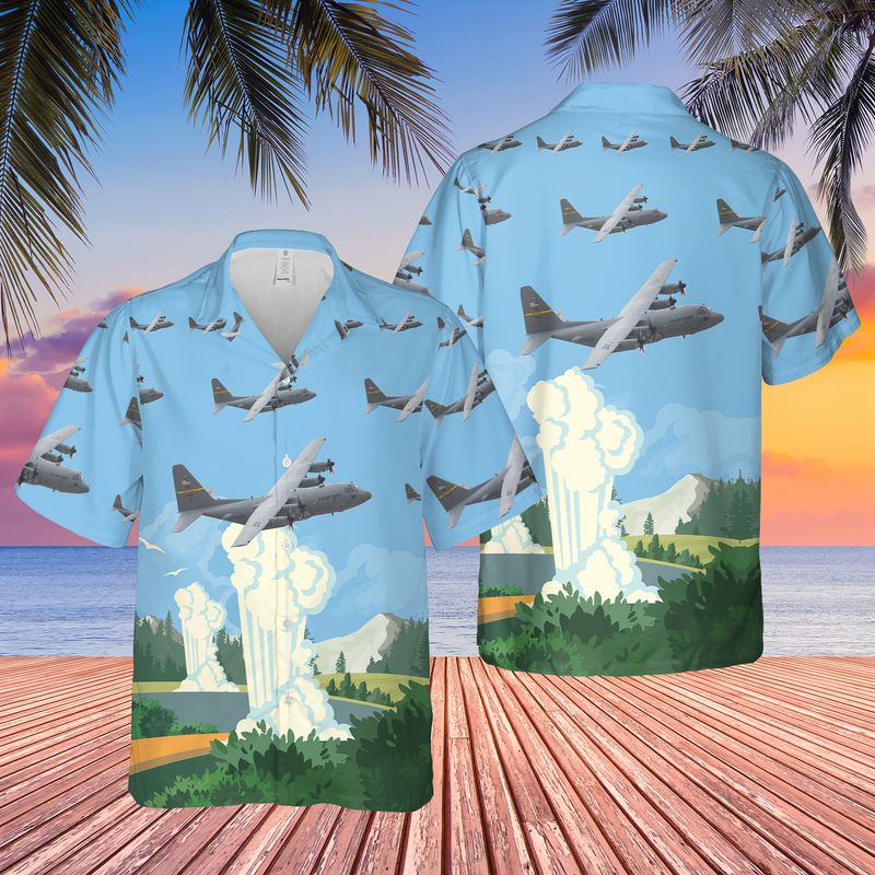 US Air Force Wyoming Air National Guard 153d Airlift Wing C-130H Hercules Hawaiian Shirt