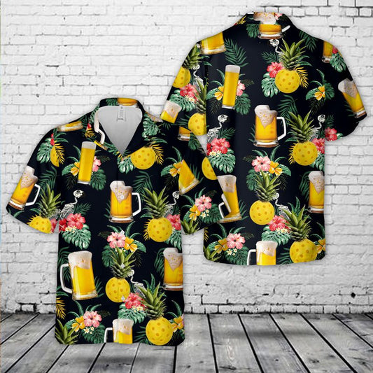 Pickleball & Beer Tropical Hawaiian Shirt