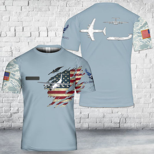 Custom Name US Air Force Hanoi Taxi Lockheed C-141 Starlifter T-Shirt 3D