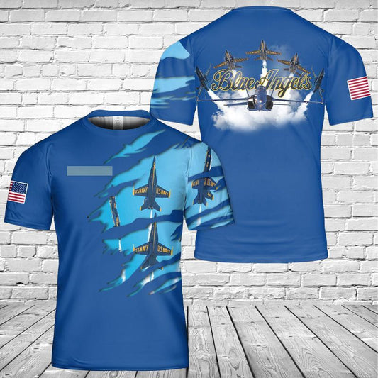 Custom Name US Navy Blue Angels 3D T-Shirt