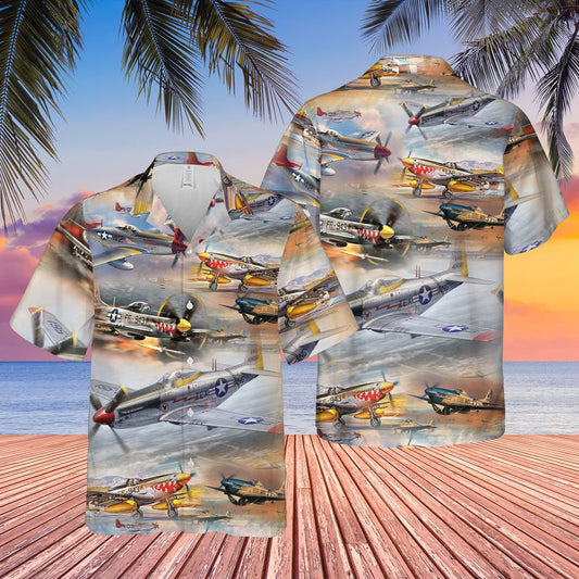 US Air Force North American P-51 Mustang Hawaiian Shirt