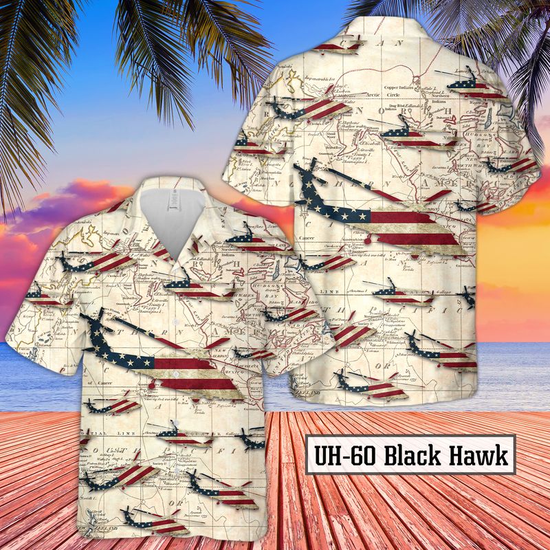 UH-60 Black Hawk Helicopter Hawaiian Shirt