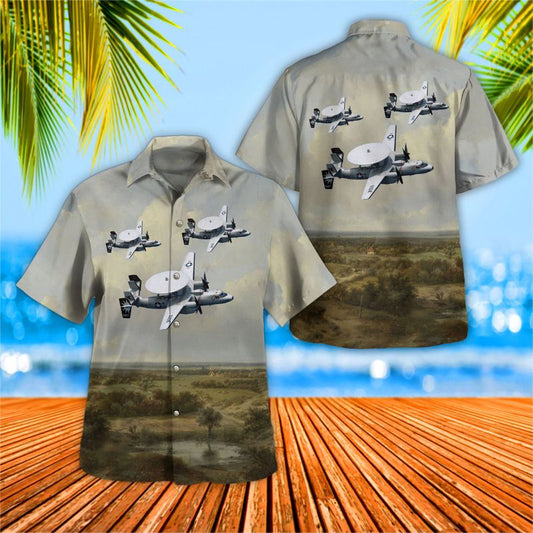 US Navy Northrop Grumman E-2C Hawkeye Of Airborne Command & Control Squadron 116 (VAW-116),Sun Kings Hawaiian Shirt