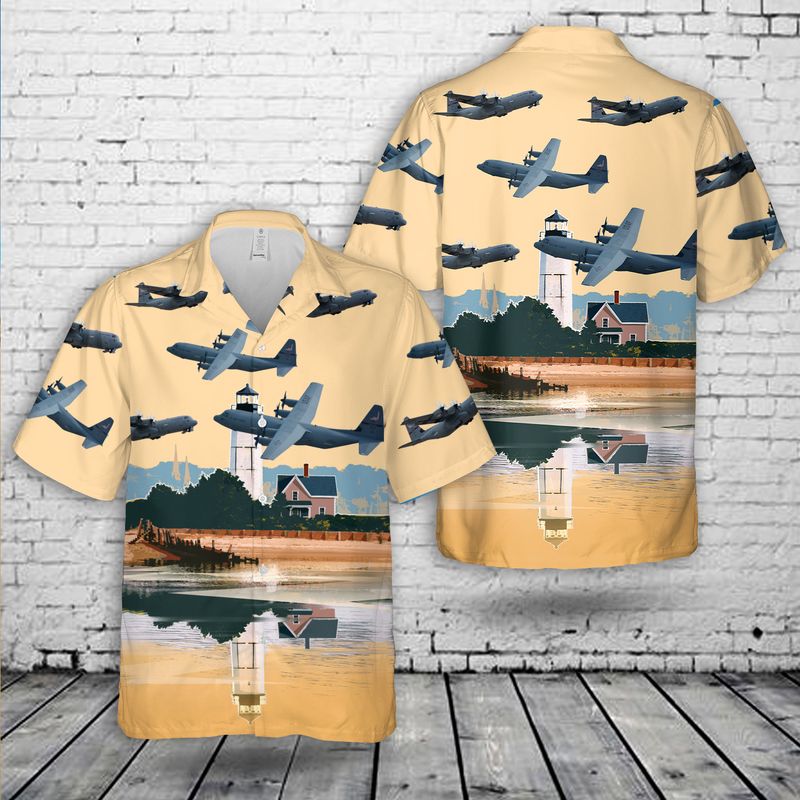 Rhode Island Air National Guard 143d Airlift Squadron Lockheed C-130J-30 Hercules Hawaiian Shirt