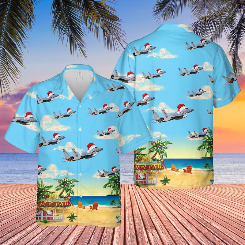 US Air Force Florida Air National Guard F-15 Eagle Christmas Hawaiian Shirt