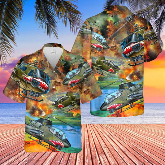United States Army Huey Cobra Helicopter Hawaiian Shirt