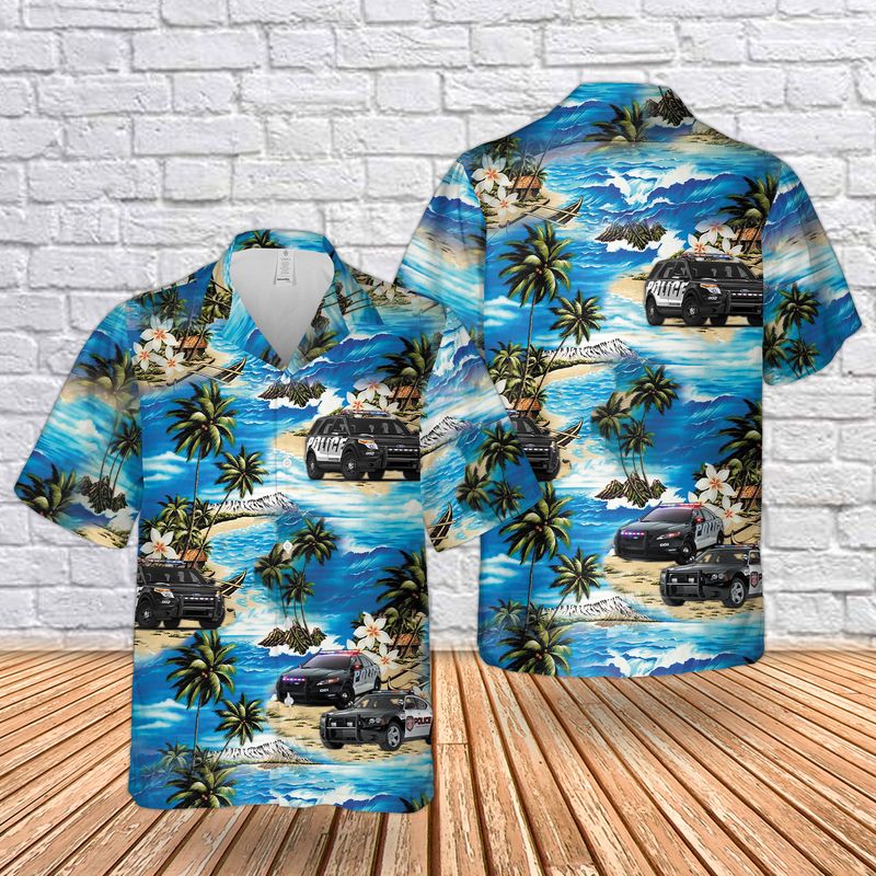 US Police Cars Tropical Hawaiian Shirt