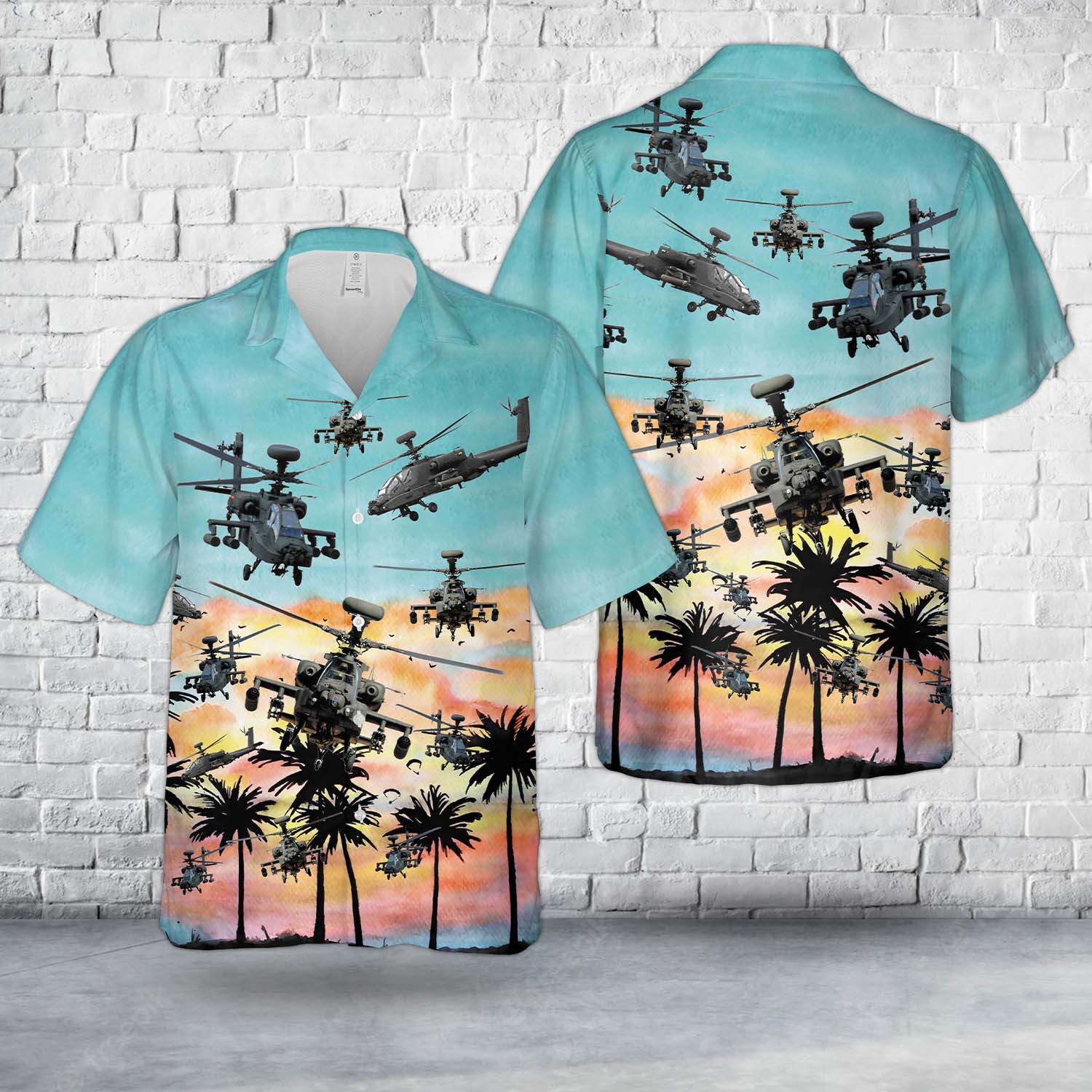 US Army Boeing AH-64 Apache Hawaiian Shirt